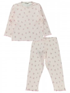 Wholesale - Civil Girls - Pink - -Pajama Set-6-7-8-9 Year (1-1-1-1) 4 Pieces