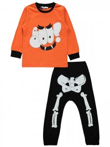 Wholesale - Civil Boys - Orange - -Pajama Set-2-3-4-5 Year (1-1-1-1) 4 Pieces