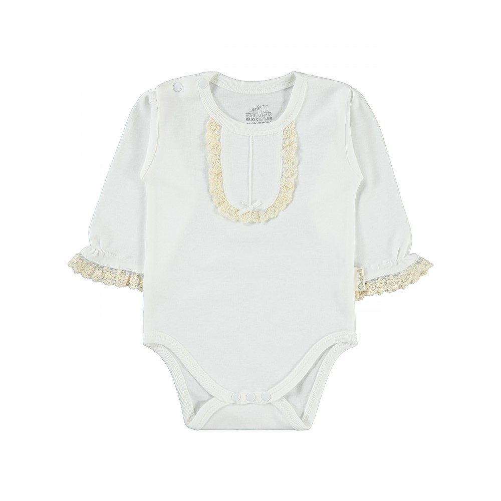 Wholesale - Minidamla-Lüks Tekin - Ecru - Baby-Snapsuit-56-62-68-74-80 (1-1-1-1-1) 5