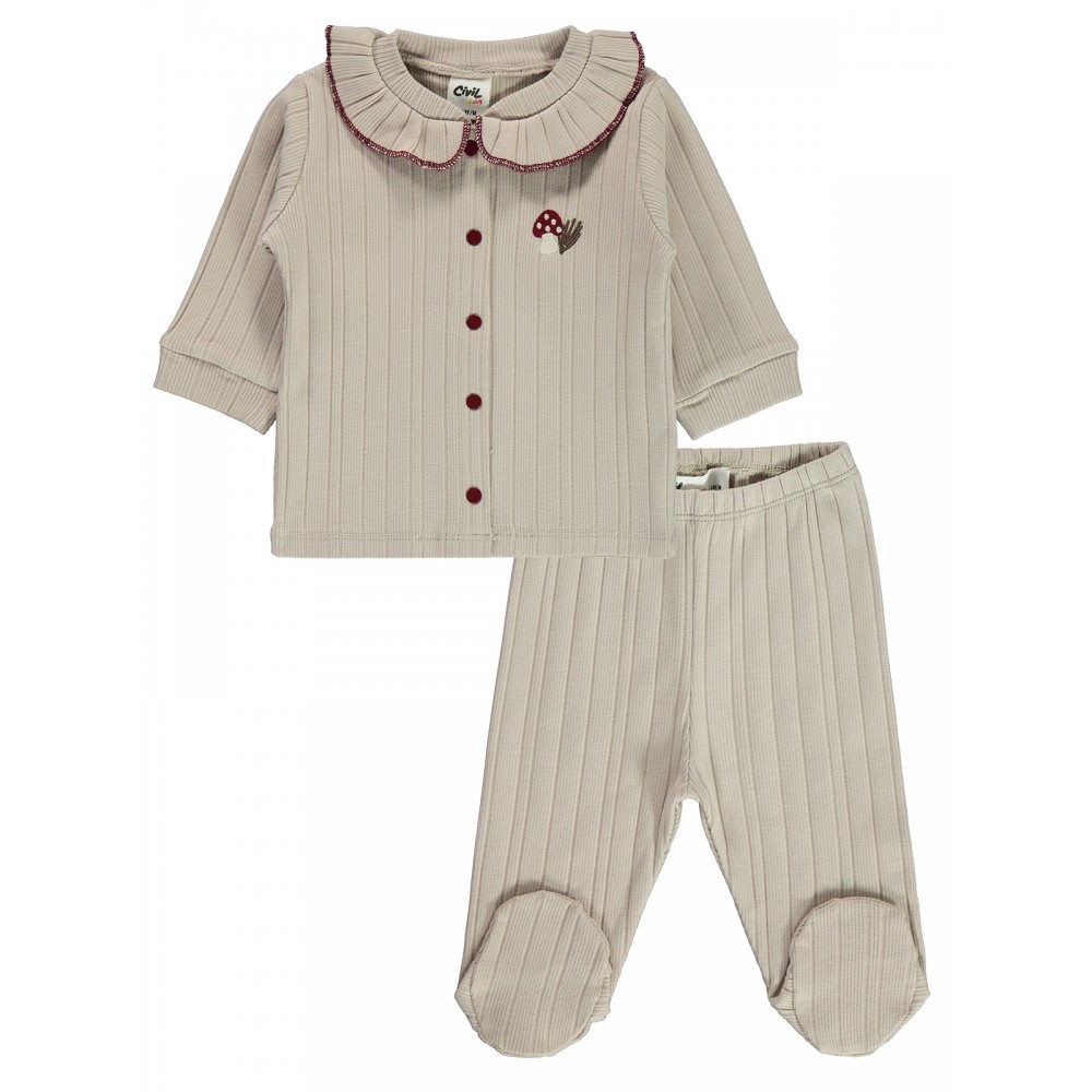 Wholesale - Civil Baby - Beige - Baby-Pajamas Set-56-62-68-74 (1-1-1-1) 4