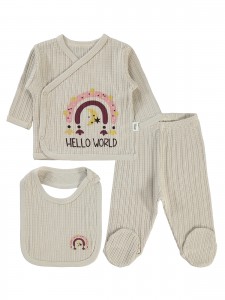 Wholesale - Civil Baby - Beige - Baby-Snapsuit Sets-50 Month (Of 4) 4