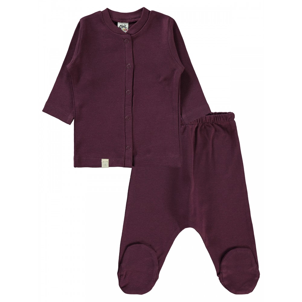 Wholesale - Civil Baby - Bordeaux-Crepe - Baby-Pajamas Set-56-62-68 Month(1-1-1) 3