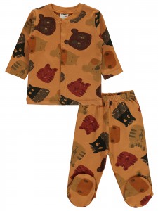 Wholesale - Civil Baby - Copper - Baby-Pajamas Set-56-62-68 Month(1-1-1) 3 Pieces