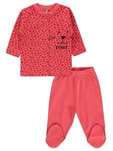 Wholesale - Civil Baby - Coral - -Pajama Set-56-62-68 Month(1-1-1) 3 Pieces