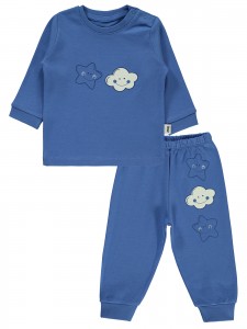 Wholesale - Civil Baby - Dark Blue - Baby-Pajamas Set-68-74-80-86 Month (1-1-1-1) 4 Pieces