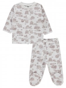 Wholesale - Civil Baby - Ecru - -Pajama Set-56-62-68 Month(1-1-1) 3 Pieces