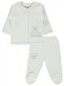 Wholesale - Civil Baby - Ecru - -Pajama Set-62-68 Month (1-1) 2 Pieces