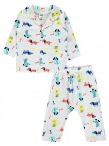 Wholesale - Civil Baby - Ecru - -Pajama Set-68-74-80-86 Month (1-1-1-1) 4 Pieces