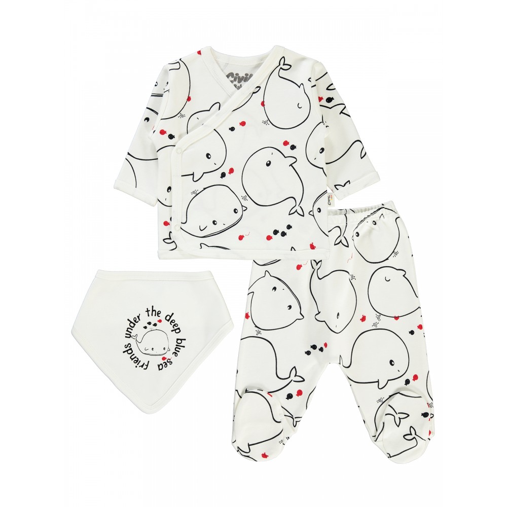 Wholesale - Civil Baby - Ecru - Baby-Snapsuit Sets-50 Month (Of 4) 4