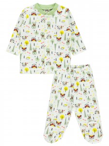 Wholesale - Civil Baby - Green - -Pajama Set-56-62-68 Month(1-1-1) 3 Pieces