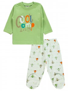 Wholesale - Civil Baby - Green - -Pajama Set-56-62-68 Month(1-1-1) 3 Pieces