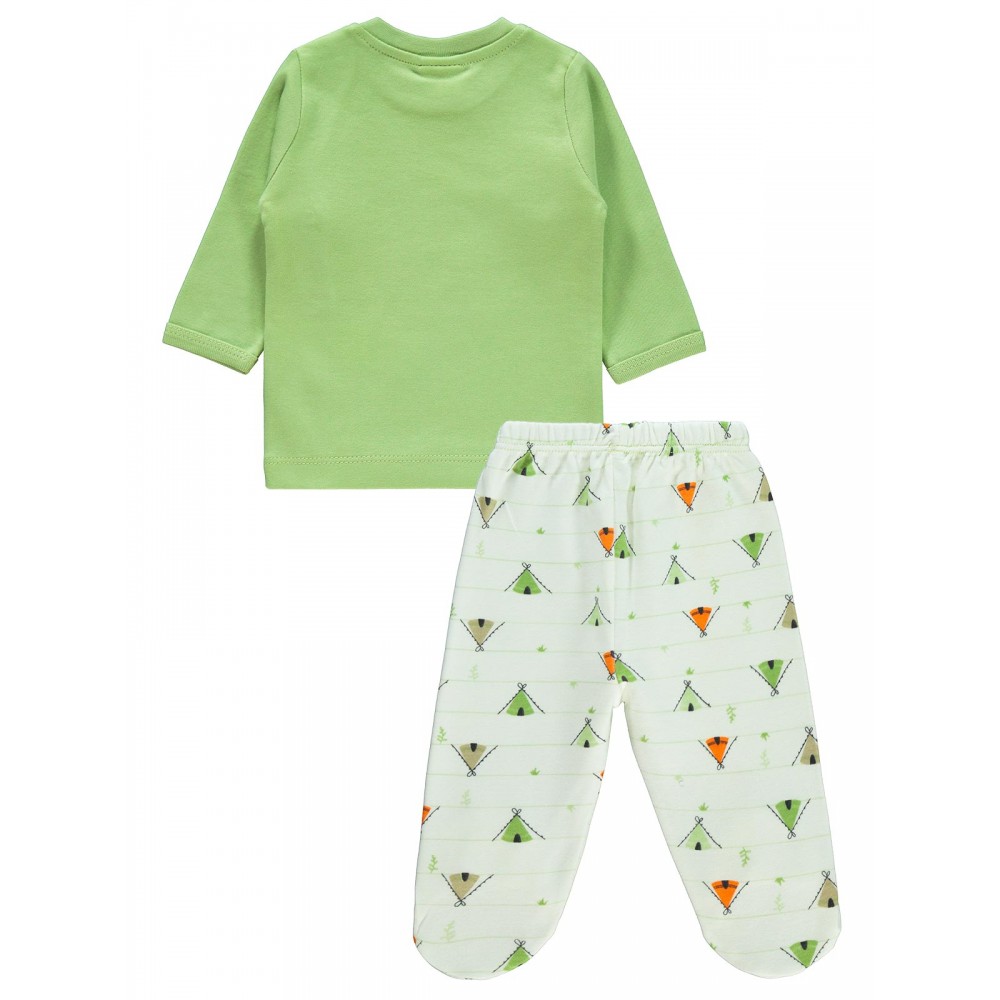 Wholesale - Civil Baby - Green - -Pajama Set-56-62-68 Month(1-1-1) 3 Pieces