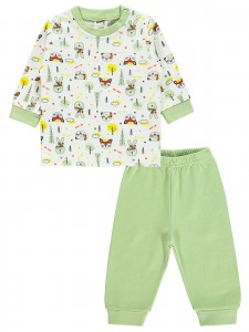 Wholesale - Civil Baby - Green - -Pajama Set-56-62-68-74 (1-1-1-1) 4 Pieces