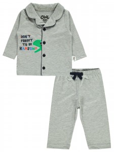 Wholesale - Civil Baby - Greymarl - -Pajama Set-68-74-80-86 Month (1-1-1-1) 4 Pieces