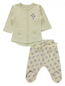 Wholesale - Civil Baby - Ivory - -Pajama Set-62-68 Month (1-1) 2 Pieces