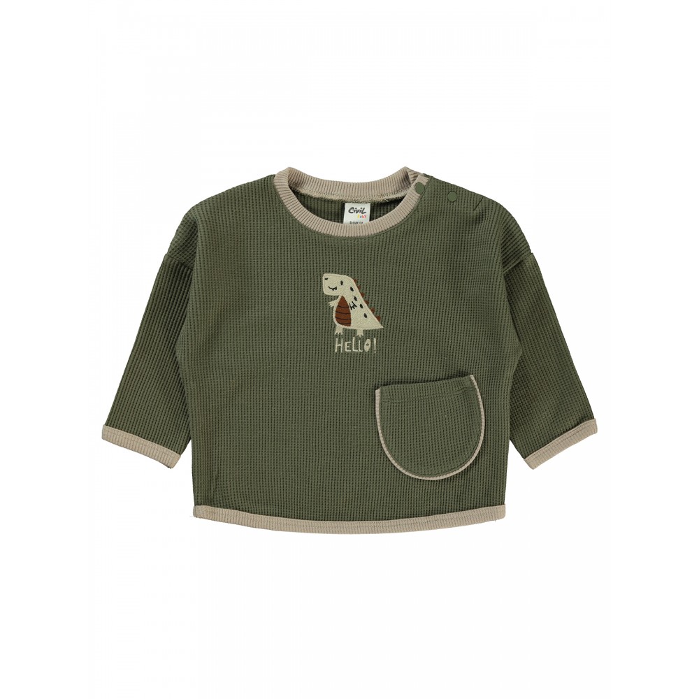 Wholesale - Civil Baby - Khaki - Baby-Sweatshirt-68-74-80-86 Size (1-1-2-2) 6