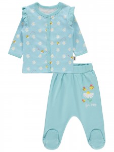 Wholesale - Civil Baby - Nile Green - -Pajama Set-56-62-68-74 (1-1-1-1) 4 Pieces