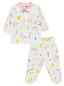 Wholesale - Civil Baby - Pink - -Pajama Set-56-62-68 Month(1-1-1) 3 Pieces