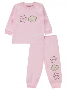 Wholesale - Civil Baby - Pink - Baby-Pajamas Set-68-74-80-86 Month (1-1-1-1) 4 Pieces