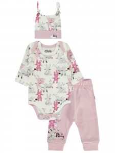 Wholesale - Civil Baby - Pink-Damson - Baby-Set-62-68-74-80 Month ( 1-1-1-1) 4