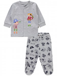 Wholesale - Civil Baby - Snow Marl - -Pajama Set-56-62-68-74 (1-1-1-1) 4 Pieces