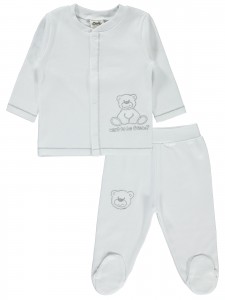 Wholesale - Civil Baby - White - -Pajama Set-62-68 Month (1-1) 2 Pieces