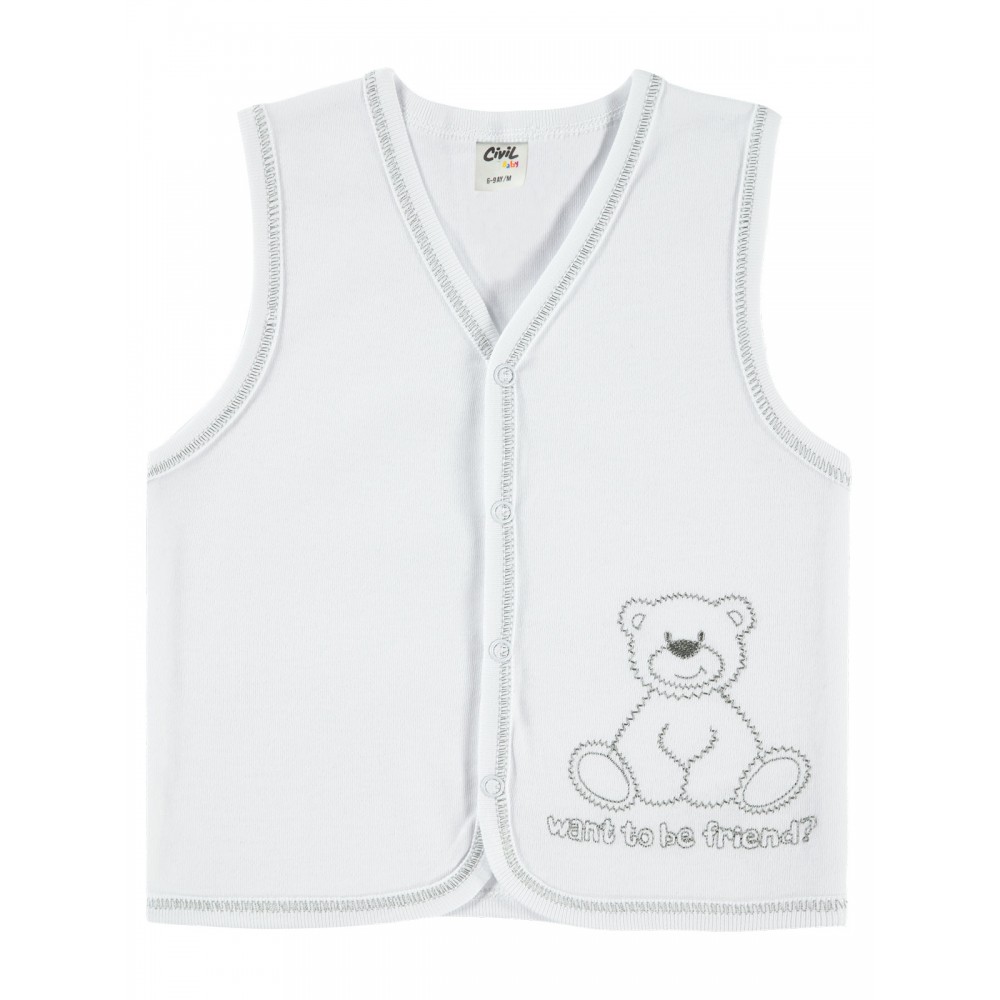 Wholesale - Civil Baby - White - -Vest-68-74-80-86 Month (1-1-1-1) 4 Pieces