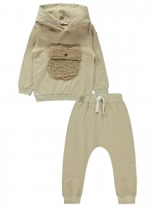 Wholesale - Civil Boys - Beige - -Tracksuit-2-3-4-5 Year (1-1-1-1) 4 Pieces