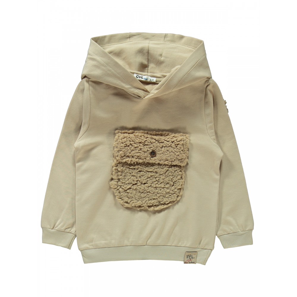 Wholesale - Civil Boys - Beige - -Tracksuit-2-3-4-5 Year (1-1-1-1) 4 Pieces