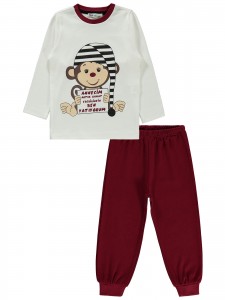 Wholesale - Civil Boys - Burgundy - -Pajama Set-2-3-4-5 Year (1-1-1-1) 4 Pieces