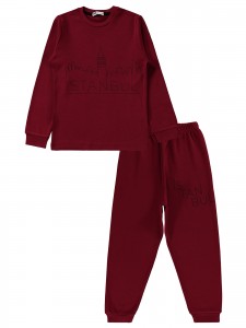 Wholesale - Civil Boys - Burgundy - Boy-Pajamas Set-10-11-12-13 Year  (1-1-1-1) 4