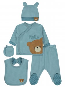 Wholesale - Civil Baby - Soft Blue - Baby-Snapsuit Sets-50 Month (Of 4) 4