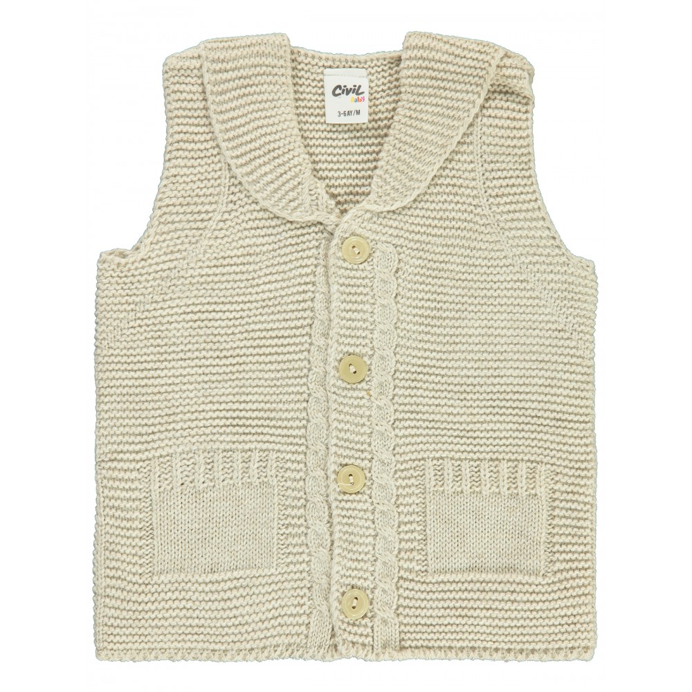 Wholesale - Civil Baby - Beige - Baby-Waistcoat-62-68-74-80-86 Month (1-1-1-1-1) 5