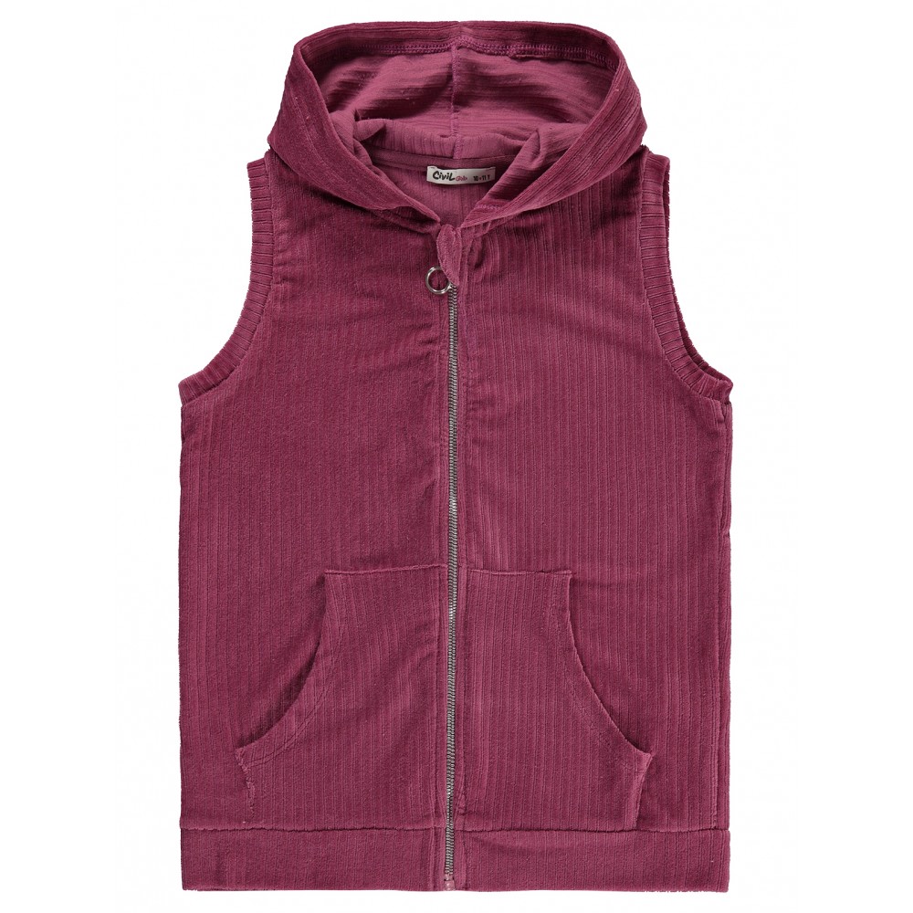 Wholesale - Civil Girls - Bordeaux-Crepe - Girl-Waistcoat-10-11-12-13 Year  (1-1-1-1) 4