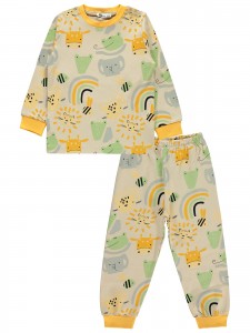 Wholesale - Civil Boys - Mustard - Boy-Pajamas Set-2-3-4-5 Year (1-1-1-1) 4 Pieces