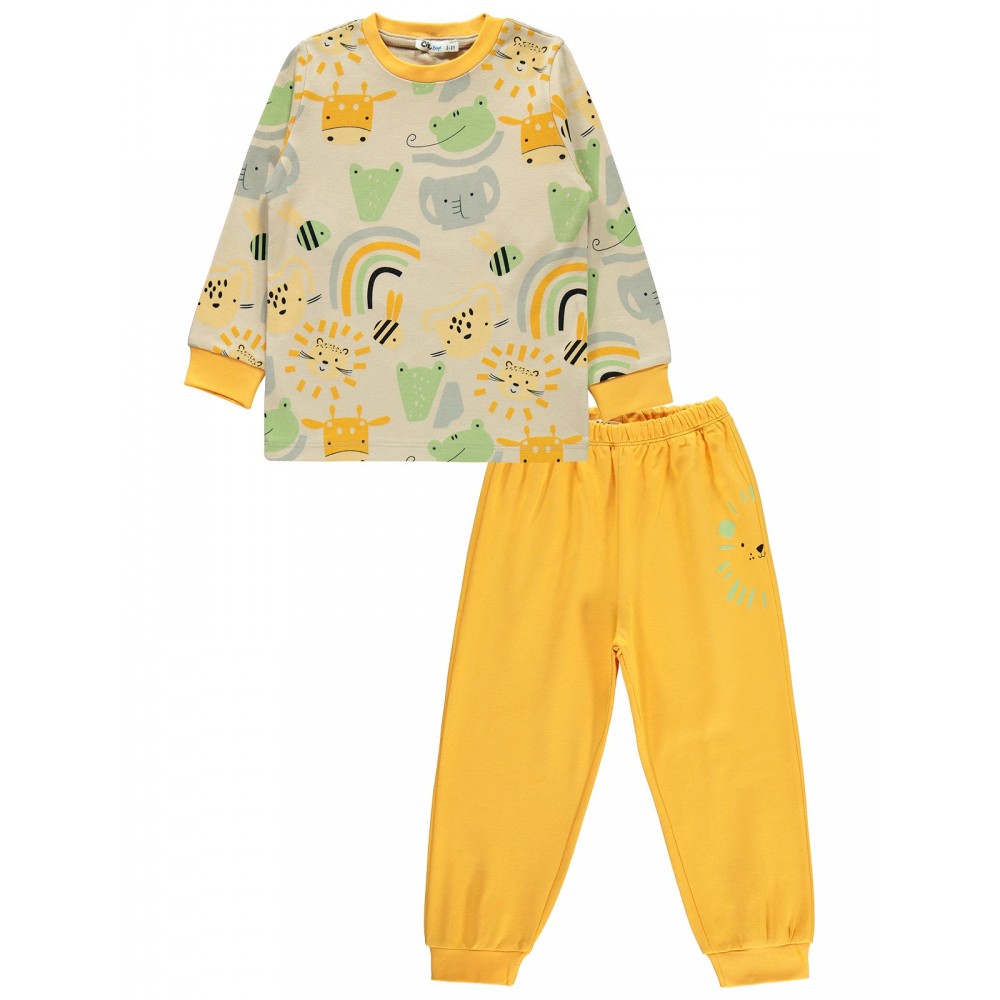 Wholesale - Civil Boys - Mustard - Boy-Pajamas Set-2-3-4-5 Year (1-1-1-1) 4 Pieces