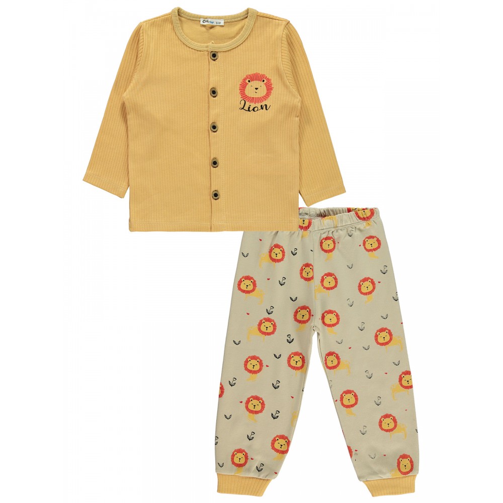 Wholesale - Civil Boys - Mustard - -Pajama Set-2-3-4-5 Year (1-1-1-1) 4 Pieces