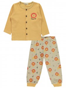 Wholesale - Civil Boys - Mustard - -Pajama Set-2-3-4-5 Year (1-1-1-1) 4 Pieces