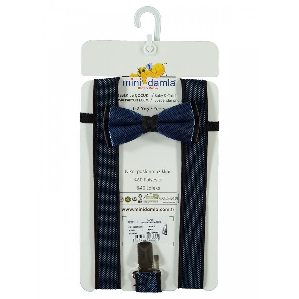 Wholesale - Minidamla-Lüks Tekin - Blue - -Belt and Suspender-S Size (Of 4) 4 Pieces