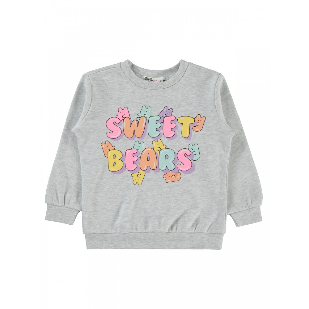 Civil Girls - Heather Gray Melange - Girls-Sweatshirt-2-3-4-5 Year (1-1-1-1) 4