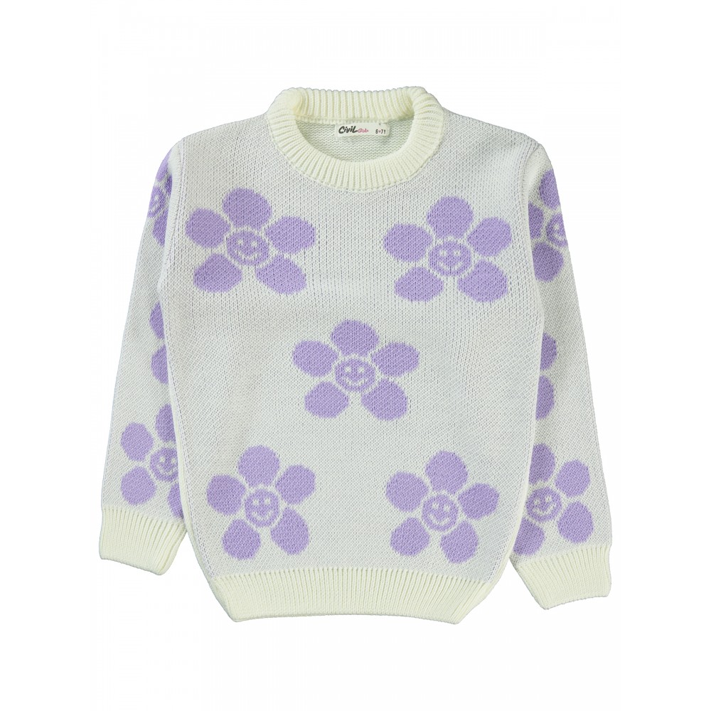 Civil Girls - Ecru-Lilac - Girls-Sweater-6-7-8-9 Year (1-1-1-1) 4