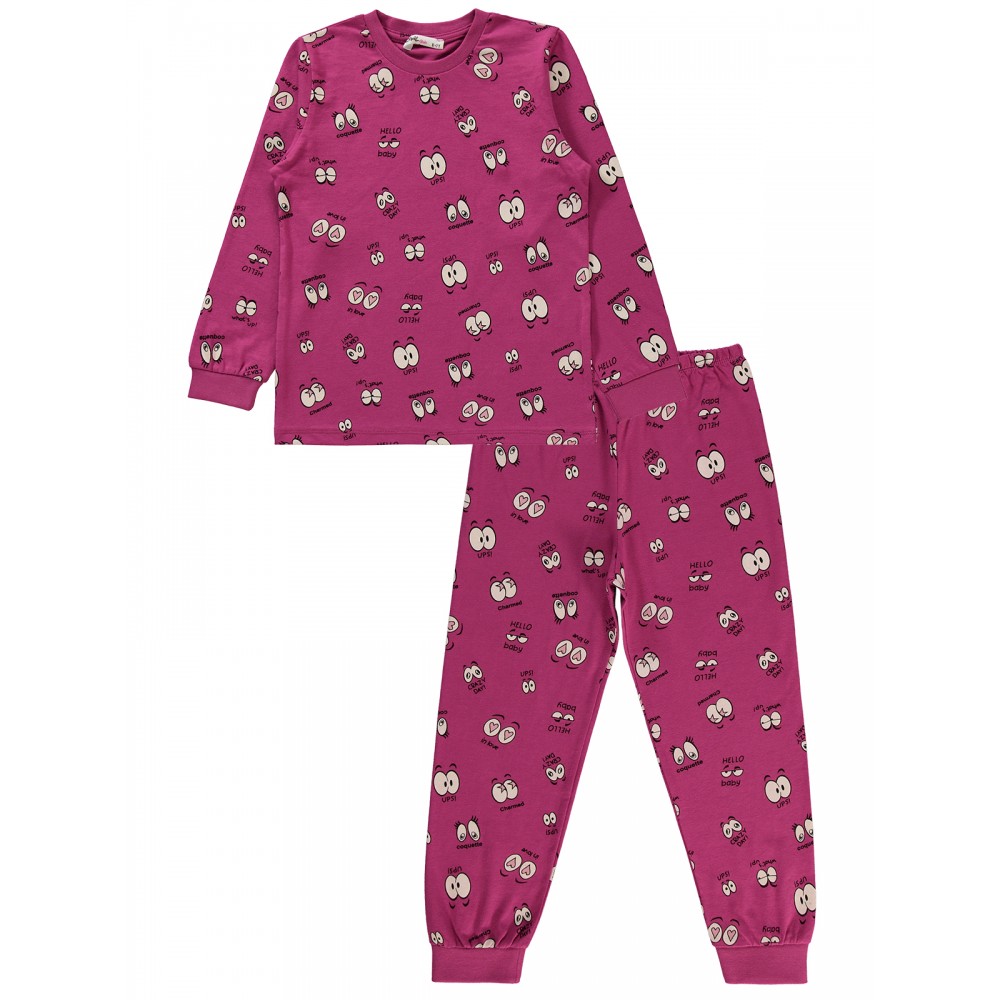 Amaranth Color Girls-Pajama Set