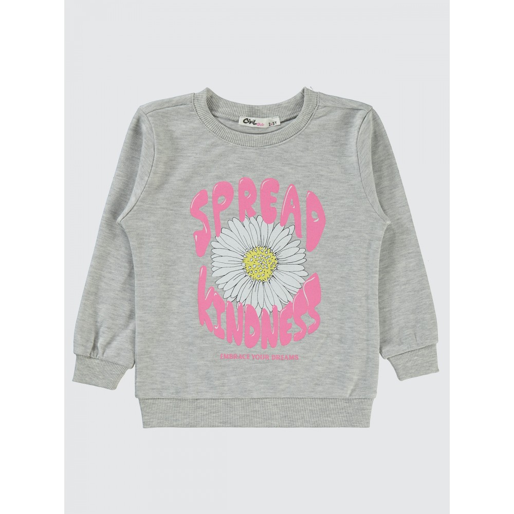 Heather Gray Melange Girls-Sweatshirt Heather Gray Melange Girls-Sweatshirt