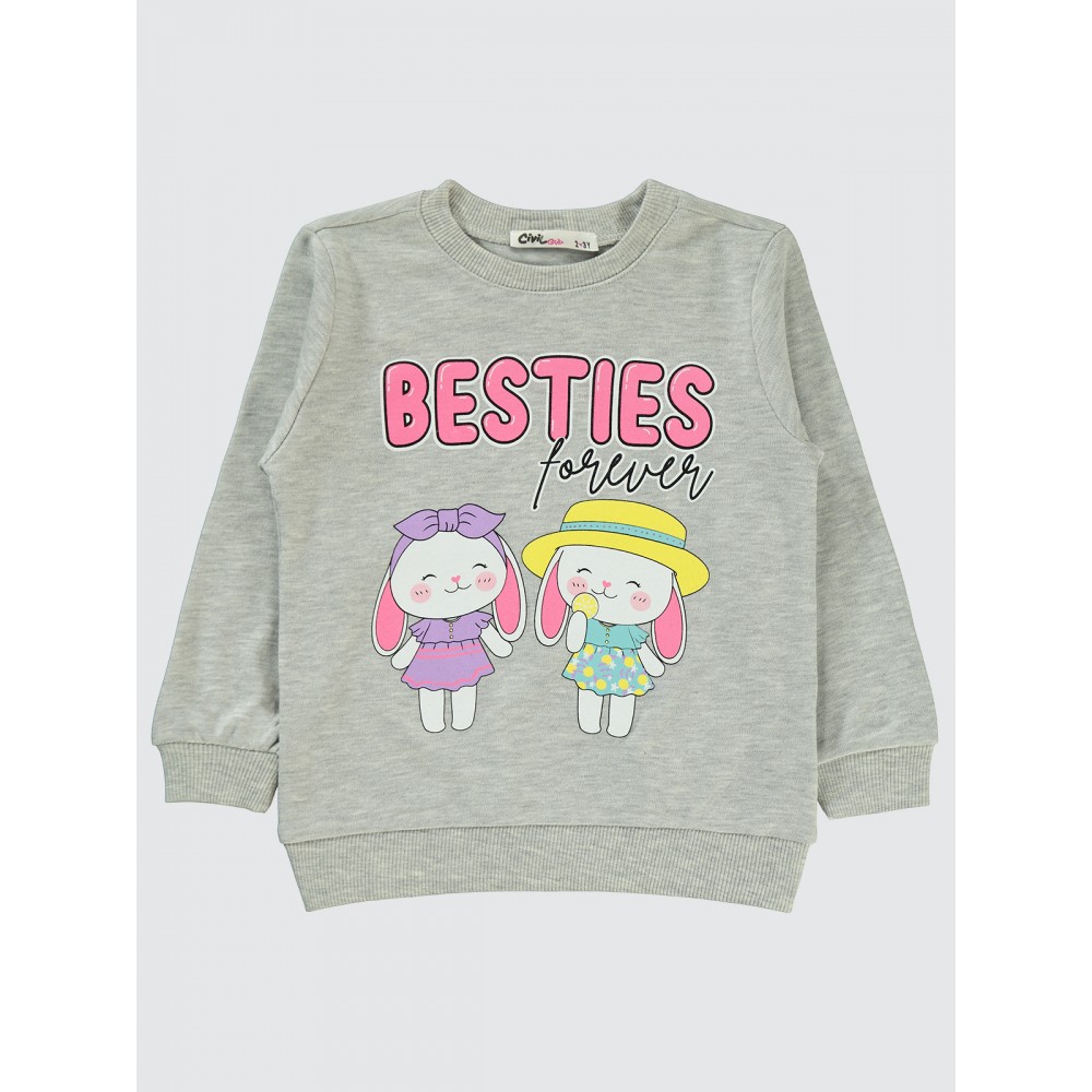Heather Gray Melange Girls-Sweatshirt Heather Gray Melange Girls-Sweatshirt