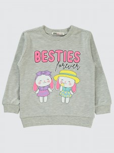 Heather Gray Melange Girls-Sweatshirt