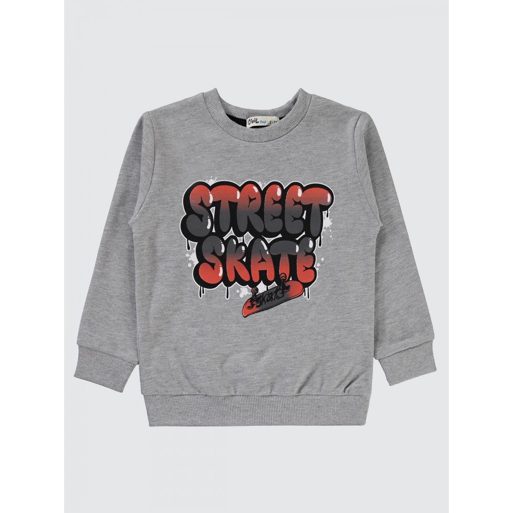 Gray Melange Boys-Sweatshirt Gray Melange Boys-Sweatshirt