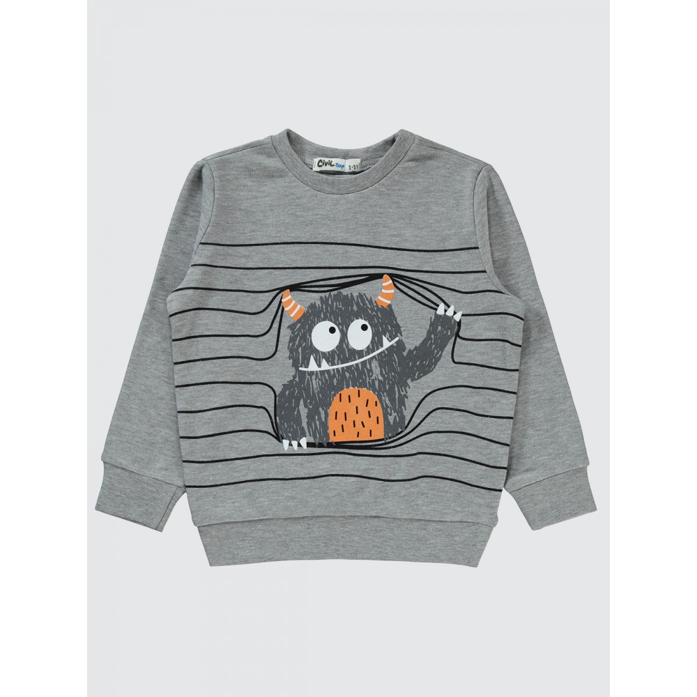 Gray Melange Boys-Sweatshirt Gray Melange Boys-Sweatshirt