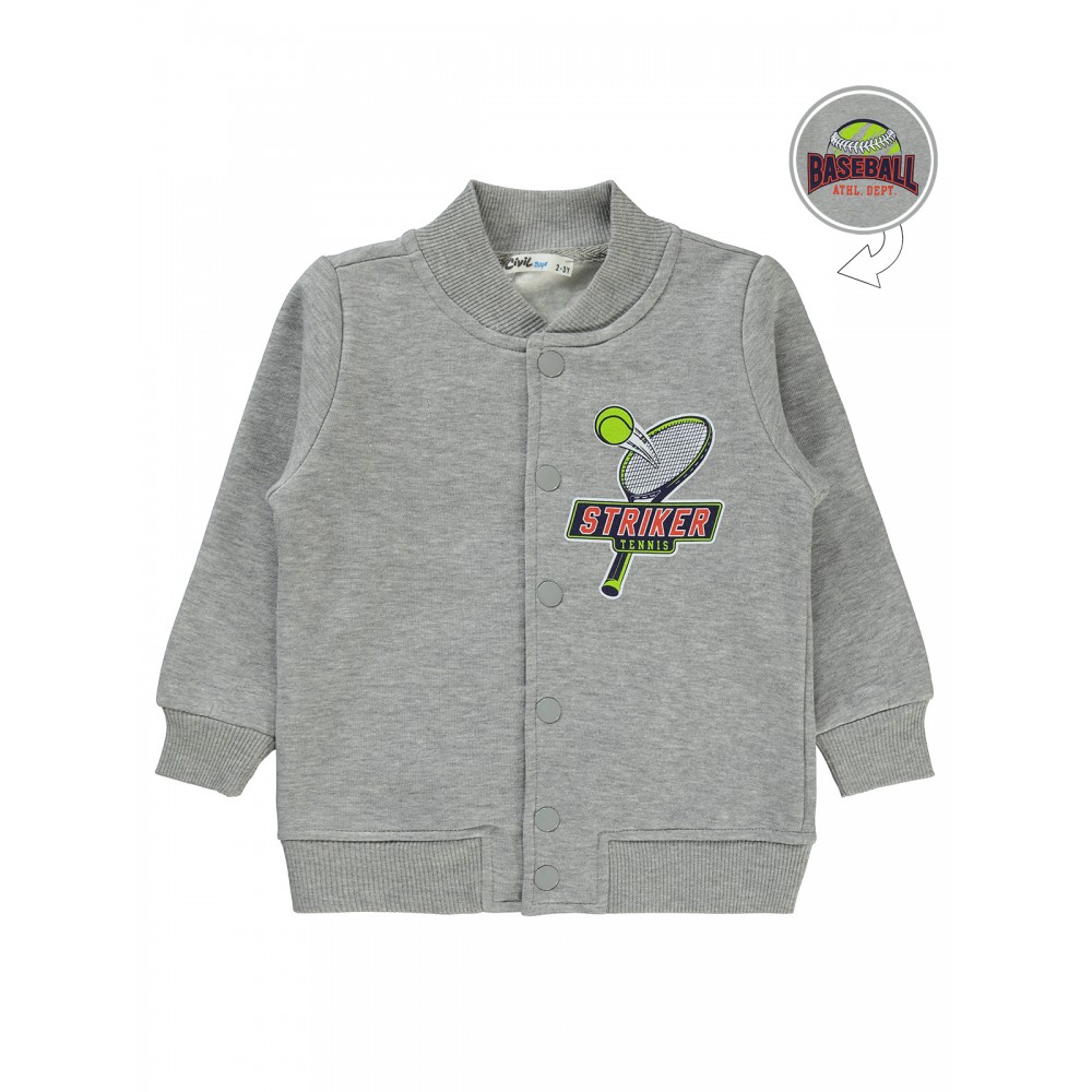 Gray Melange Boys-Cardigan Gray Melange Boys-Cardigan