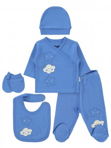 KUJJU NEWBORN SKY PRINTED 0 MONTH THE ZIBIN SUIT 5 PCS
