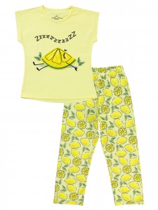 Pastel Yellow Girls-Pajama Set